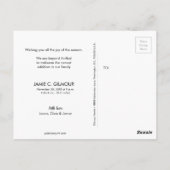 Moderne Geburtsankündigung für Kinder Joyscript Postkarte (Rückseite)