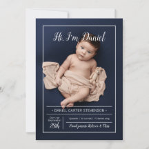 Moderne Geburtsankündigung mit Gitter