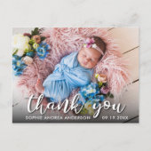 Moderne Geburtsankündigung Vielen Dank Postkarte (Vorderseite)