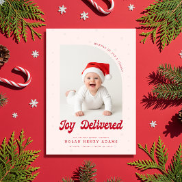 Moderne Geburtsanzeige für Babys mit Bogenfoto-Kar Feiertagskarte