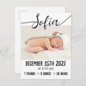 Moderne Geburtshilfeverkündung für Baby mit Foto & Ankündigungspostkarte (Vorne/Hinten)