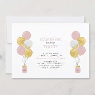 Moderne Geburtstagsfeier für Erwachsene mit golden Einladung