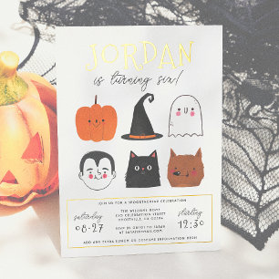 Moderne Geburtstagsfeier für Jungen mit Halloween- Folieneinladung
