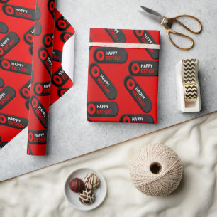Moderne Geburtstagsfeier mit Textlabels Geschenkpapier