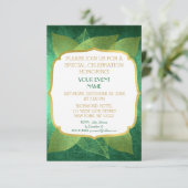 Moderne Geburtstagshochzeit Grün Golden Vip Einladung (Stehend Vorderseite)