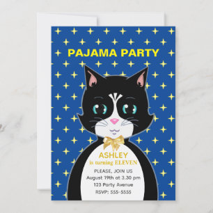 Moderne Geburtstagskatzen-Pyjama-Party-Einladung Einladung
