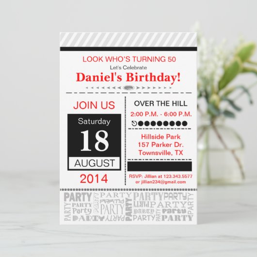 Moderne Geburtstagsparty Einladung (Stehend Vorderseite)