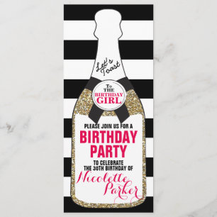 Moderne Geburtstagsparty Einladung Champagner 30.
