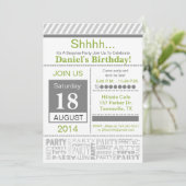 Moderne Geburtstagsparty Einladung Grundgrau (Stehend Vorderseite)