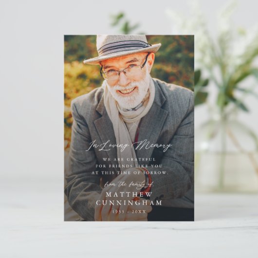 Moderne Gedächtniskunst im Foto des liebenden Gedä Dankeskarte (Stehend Vorderseite)