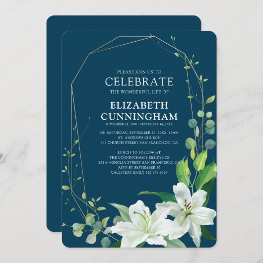 Moderne Gedächtniskunst und Gedächtniskunst Einladung (Vorne/Hinten)