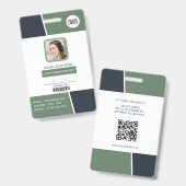 Moderne gedämpfte grüne professionelle Mitarbeiter Ausweis (Vorder- & Rückseite)
