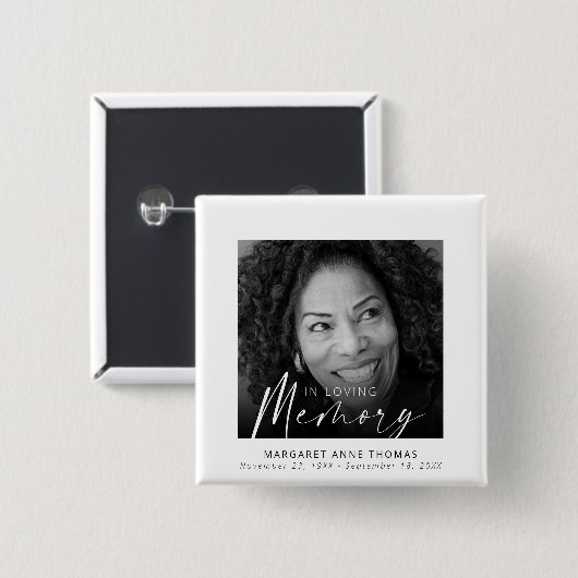 Moderne Gedenkfeier Foto Beerdigung Button (Vorne & Hinten)