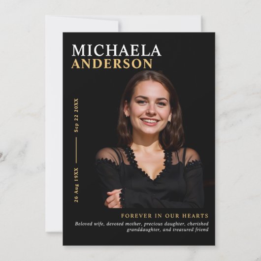 Moderne Gedenkstätte / Beerdigung / Feier des Lebe Einladung (Rückseite)