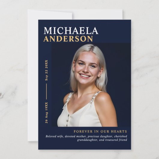 Moderne Gedenkstätte / Beerdigung / Feier des Lebe Einladung (Rückseite)