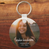 Moderne Gedenkstätte | Forever Love Foto Tribute Schlüsselanhänger (Vorderseite)