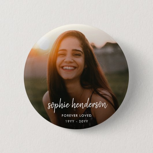 Moderne Gedenkstätte | Forever Loved Beerdigung Tr Button (Vorderseite)