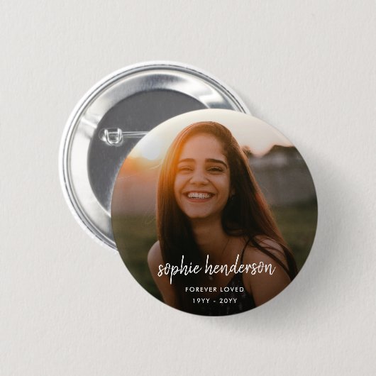 Moderne Gedenkstätte | Forever Loved Beerdigung Tr Button (Vorne & Hinten)