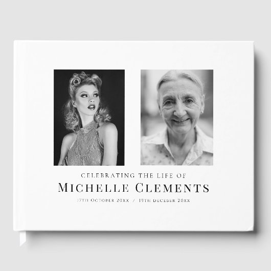 Moderne Gedenkstätte für zwei Fotos wecke Erinneru Gästebuch (Vorderseite)