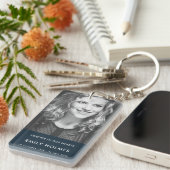Moderne Gedenkstätte | Navy Blue Beerdigung Foto Schlüsselanhänger (Vorderseite rechts)