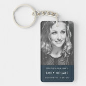 Moderne Gedenkstätte | Navy Blue Beerdigung Foto Schlüsselanhänger (Vorderseite)