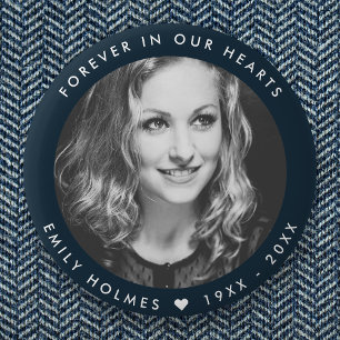 Moderne Gedenkstätte   Navy Blue Funerary Favor Fo Button