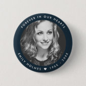 Moderne Gedenkstätte | Navy Blue Funerary Favor Fo Button (Vorderseite)