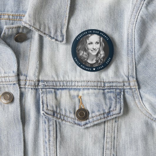 Moderne Gedenkstätte | Navy Blue Funerary Favor Fo Button (Beispiel)