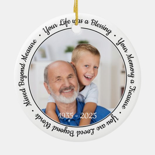 Moderne Gedenkstätte Personalisiert 2 Foto Keramik Ornament (Hinten)