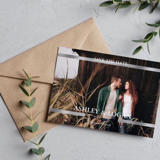 Moderne gedruckte silberne Hochzeit Save-the-Date- Save The Date