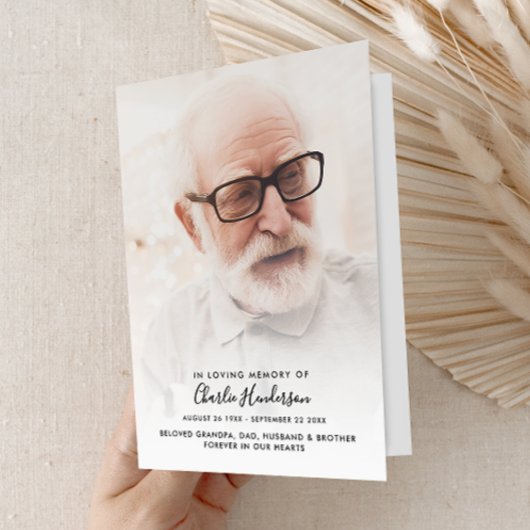 Moderne gefaltete 4-seitige 1-Foto-Feier des Leben Programm