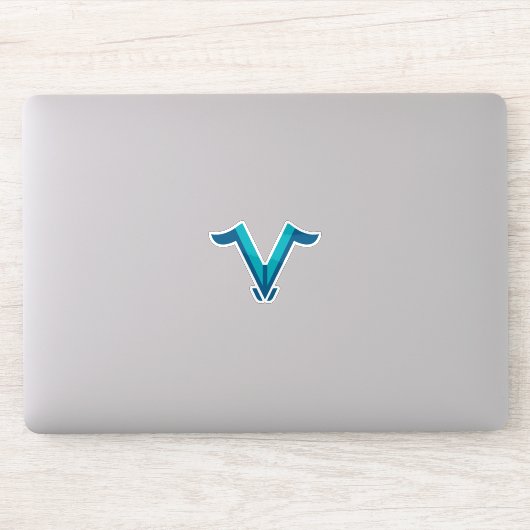 Moderne geflügelte Buchstabe V-Monogramm Aufkleber (Computer)