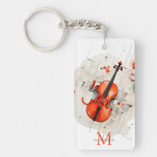 Moderne Geigenmusik-Recital Monogramm Name Schlüsselanhänger