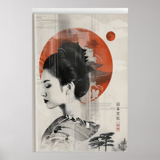 Moderne Geisha-Wandkunst - Boho Japanisch Poster (Vorne)