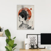 Moderne Geisha-Wandkunst - Boho Japanisch Poster (Heimbüro)
