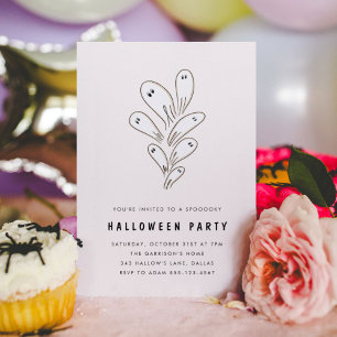Moderne Geister Halloween-Party Minimale Einladung
