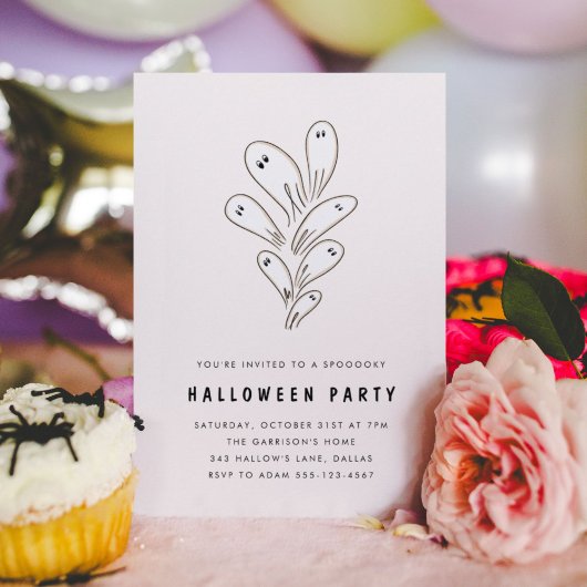 Moderne Geister Halloween-Party Minimale Einladung