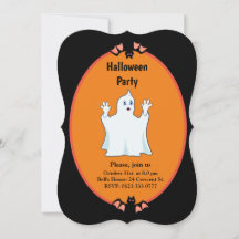 Moderne Geister- und Fledermäuse-Halloween-Einladu
