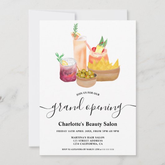 Moderne, geistliche Cocktails, Aquarellöffnung Einladung (Vorderseite)