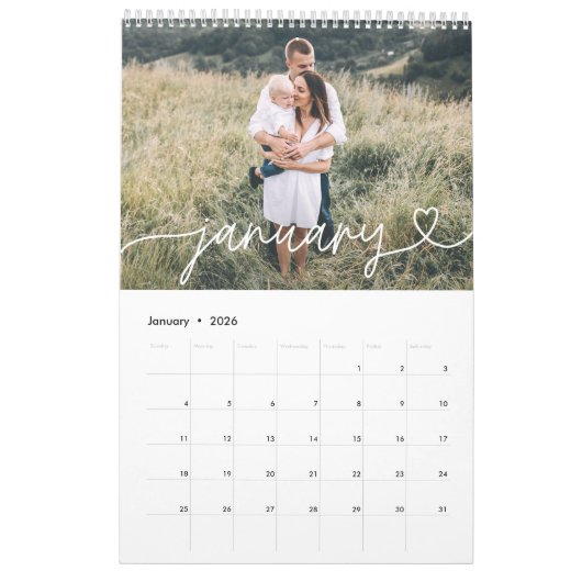 Moderne, geistliche Schrift Typografie minimales M Kalender (Jan 2026)