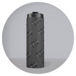 Moderne gekachelte dunkelgraue monogrammierte Name Thermosbecher