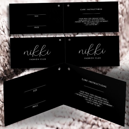 Moderne geklappte Black Clothing Price Hang Tag