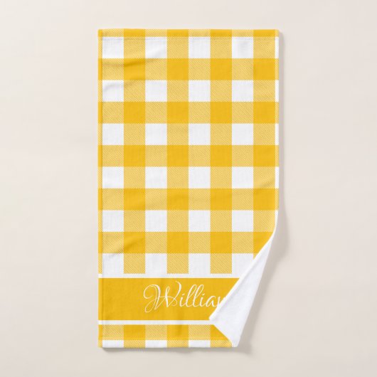 Moderne, gelb-gelbe Buffalo-Karos Badhandtuch Set (Handtuch)
