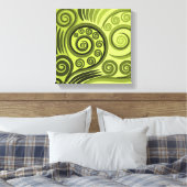 Moderne, gelb-grüne Fern-Linse Leinwand Print (Insitu (Schlafzimmer))