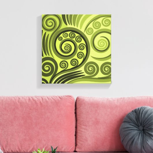 Moderne, gelb-grüne Fern-Linse Leinwand Print (Insitu (Wohnzimmer))