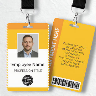 Moderne gelb-orange Streifen Firmenmitarbeiter-ID Ausweis