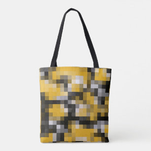 Moderne gelb-schwarze Mosaikmuster im Trend Tasche