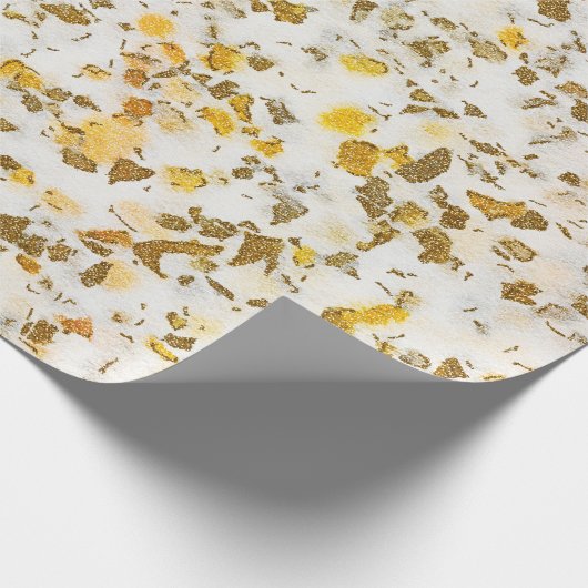 Moderne Gelb- und Goldflecken Terrazzo Muster Geschenkpapier (Ecke)