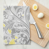 Moderne Gelb- und Graublüten, Wirbel Geschirrtuch (Viertel Falte)