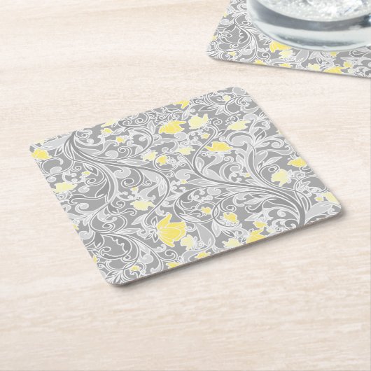 Moderne Gelb- und Graublüten, Wirbel Rechteckiger Pappuntersetzer (angewinkelt)